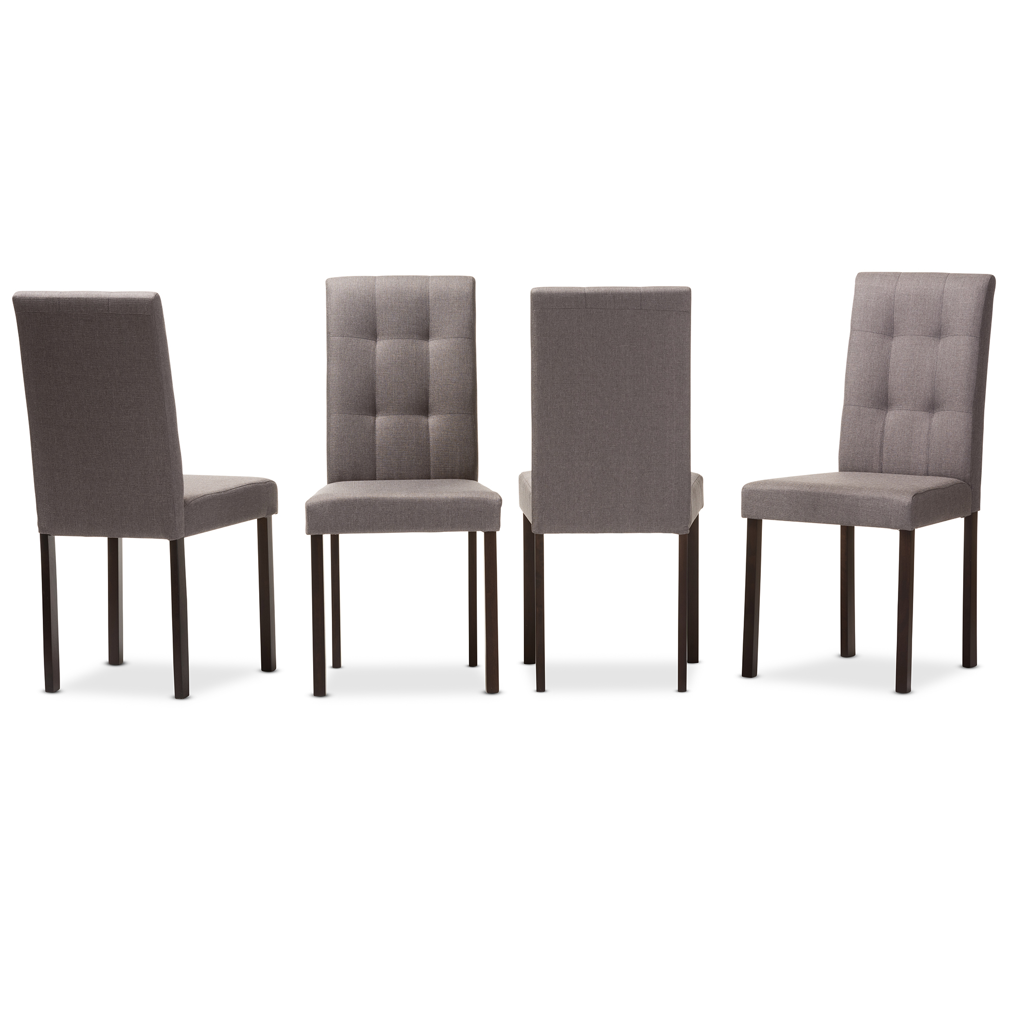 Baxton Studio Andrew Modern and Contemporary Grey Fabric Upholstered Grid-tufting Dining Chair